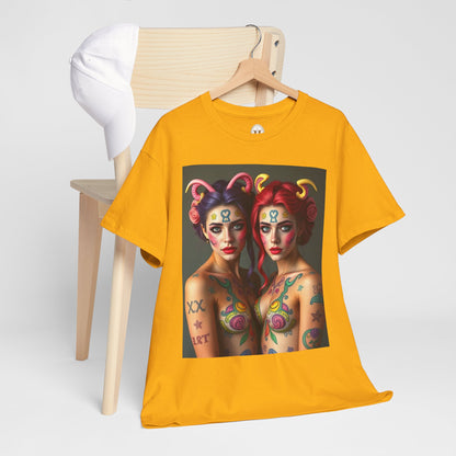 Unisex Heavy Cotton T-Shirt, Gemini, Zodiac v3, Sexy Art