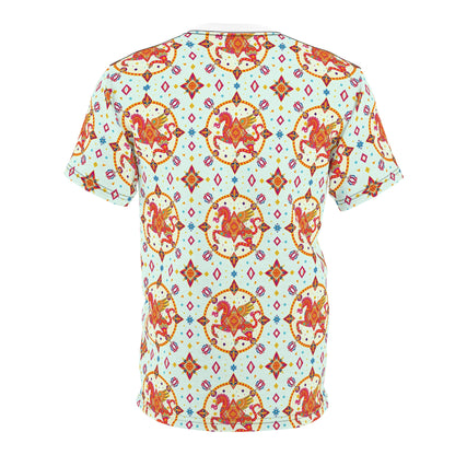 Unisex Cut & Sew T-Shirt, (AOP) Aquarius, Zodiac v2, Jewels Pattern