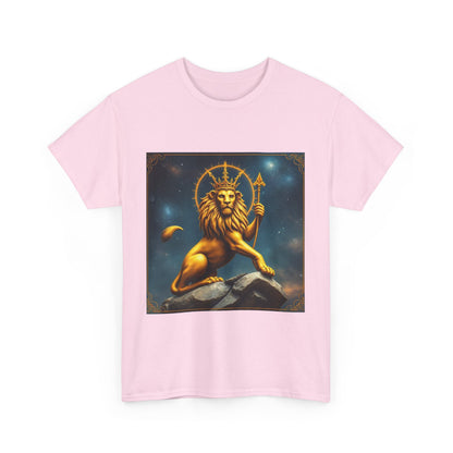 Unisex Heavy Cotton T-Shirt, King of Lions, Leo Zodiac Design