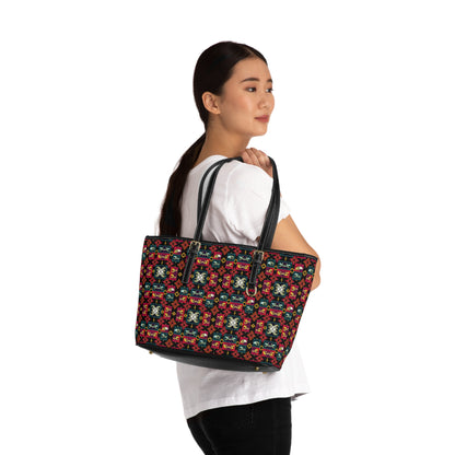 Leather Shoulder Bag, Pisces, Zodiac v3, Shapes Pattern