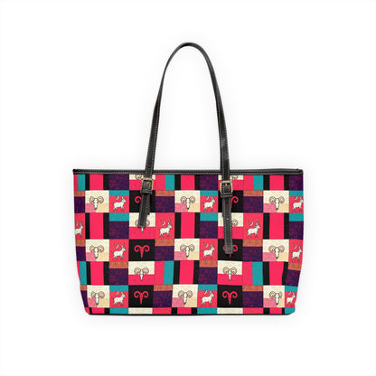 Leather Shoulder Bag, Taurus, Zodiac v4, Shapes Pattern