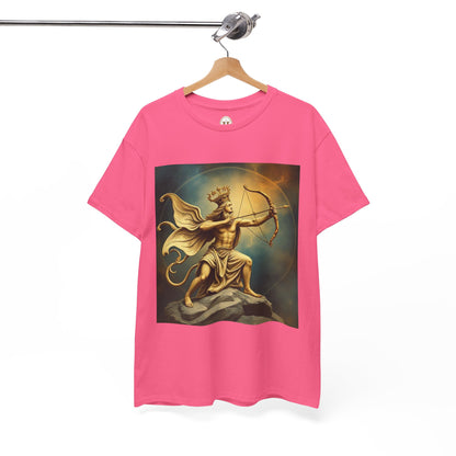 Unisex Heavy Cotton T-Shirt, Sagittarius King, Bow & Arrow v1, Zodiac Design