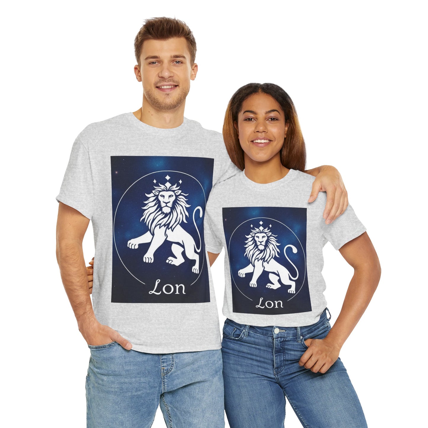 Unisex Heavy Cotton T-Shirt, Space Lion, Leo Zodiac Design