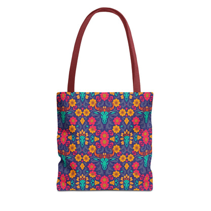 Tote Bag, (AOP), Taurus, Zodiac v1, Flower Pattern