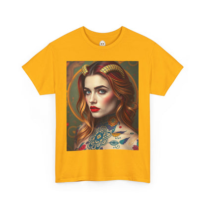 Unisex Heavy Cotton T-Shirt, Capricorn, Zodiac v3, Sexy Art