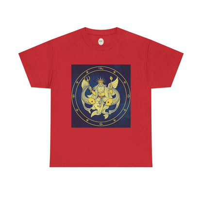 Unisex Heavy Cotton T-Shirt, King of Pisces, Zodiac Design