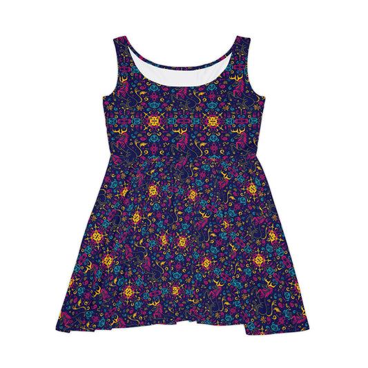 Women's Skater Dress, AOP, Zodiac v1, Aquarius, Pattern