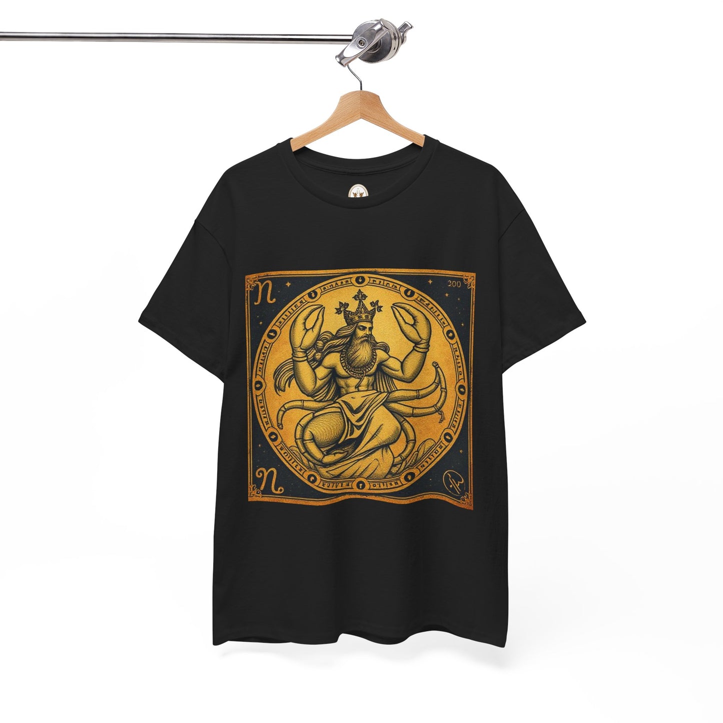 Unisex Heavy Cotton T-Shirt, Crab King v1, Cancer Zodiac Design