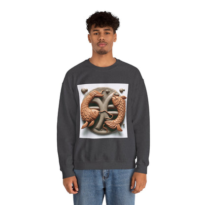 Unisex Heavy Blend™ Crewneck Sweatshirt,Two Fishes  Pisces Zodiac Design