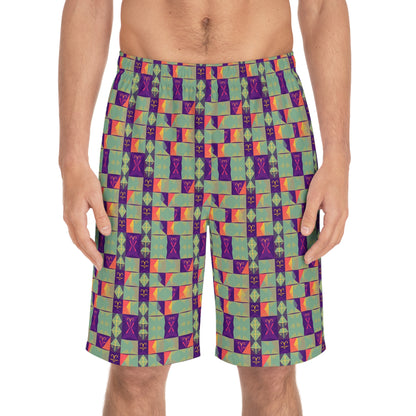 Men's Board Shorts, (AOP), Aquarius, Zodiac, Shape Pattern