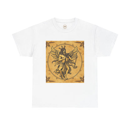 Unisex Heavy Cotton T-Shirt, Pencil Art v1, Gemini Zodiac Design
