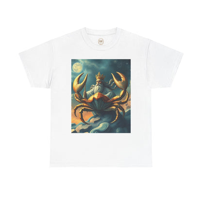 Unisex Heavy Cotton T-Shirt, Crustacean King, Cancer Zodiac Design