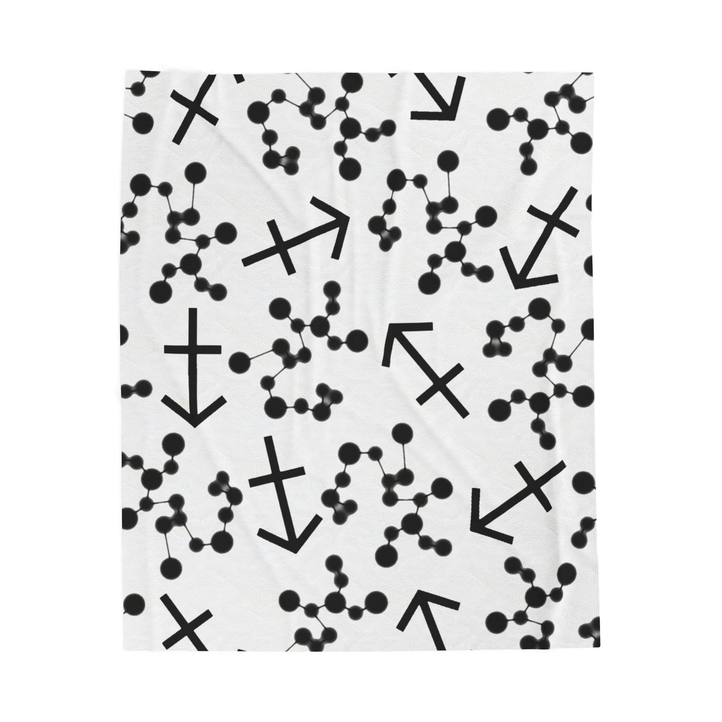 Velveteen Plush Blanket, Sagittarius Zodiac Sign, Constellation & Symbol, White, 100% polyester