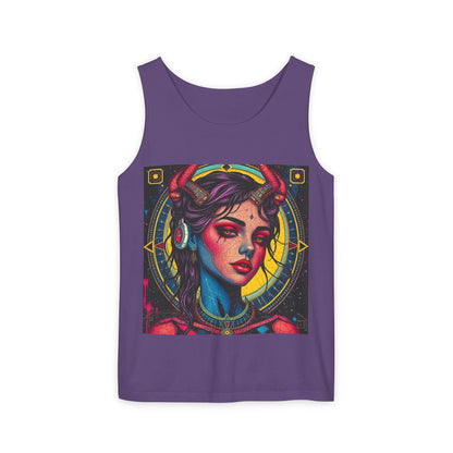 Unisex Garment-Dyed, Tank Top, Scorpio Design, Pop Art, 100% US cotton