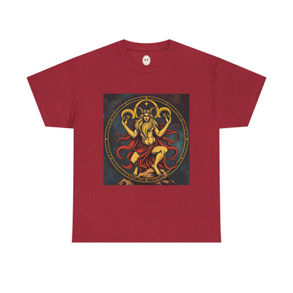 Unisex Heavy Cotton T-Shirt, Aries God 3v, Zodiac Design