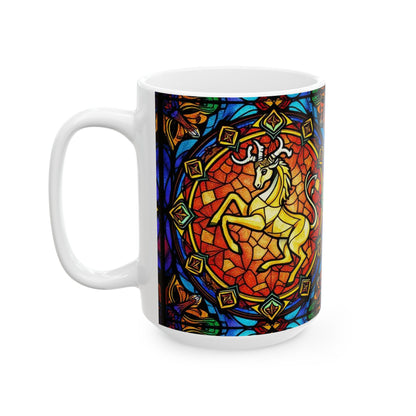 Ceramic Mug, (11oz, 15oz), Ceramic Coffee Mug, AOP, Glass Design, Capricorn Zodiac