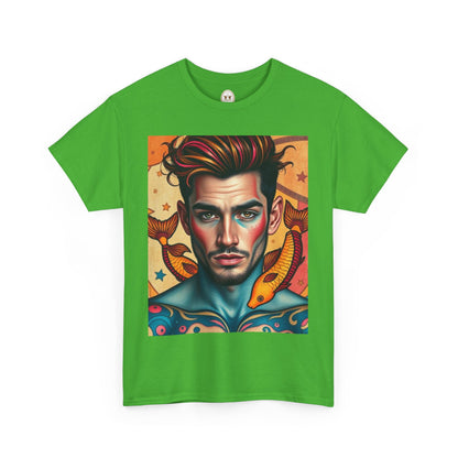 Unisex Heavy Cotton T-Shirt, Pisces, Zodiac v2, Sexy Art
