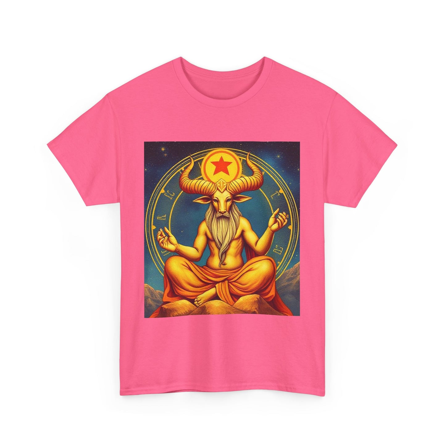 Unisex Heavy Cotton T-Shirt, Meditating Bull, Taurus Zodiac Design