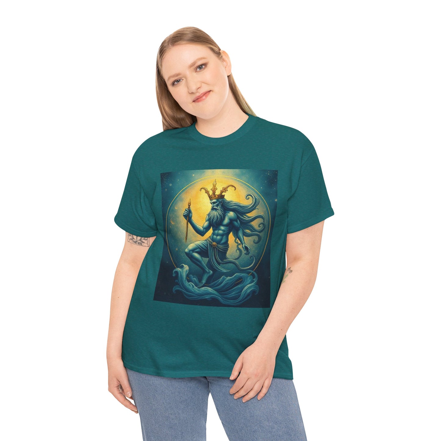 Unisex Heavy Cotton T-Shirt, Aquarius God, Zodiac Design