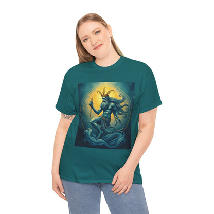 Unisex Heavy Cotton T-Shirt, Aquarius God, Zodiac Design