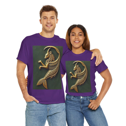 Unisex Heavy Cotton T-Shirt, Capricorn Animal v1, Symbol, Zodiac Design