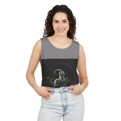 Unisex Garment-Dyed, Tank Top, Capricorn Design, Space Animal v1, 100% US cotton