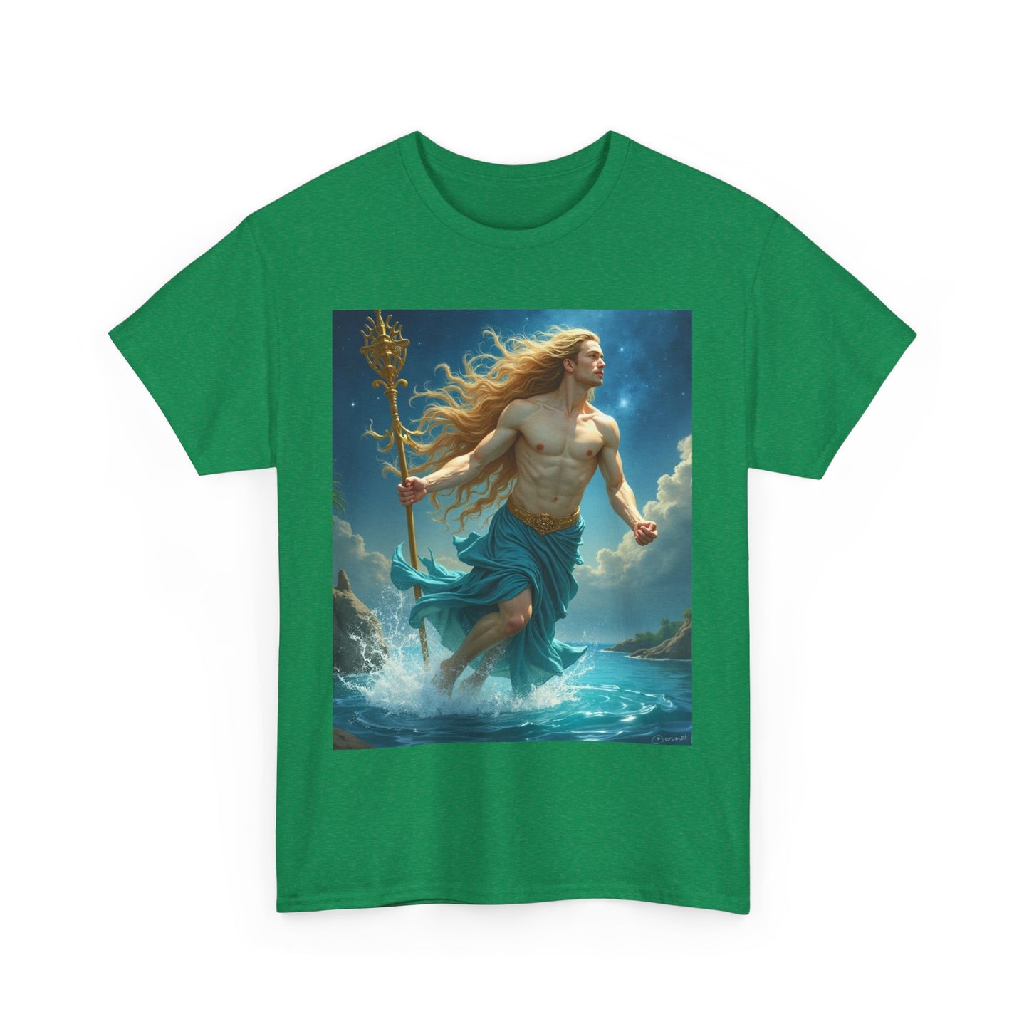 Unisex Heavy Cotton T-Shirt, Realistic, Aquarius Zodiac Design