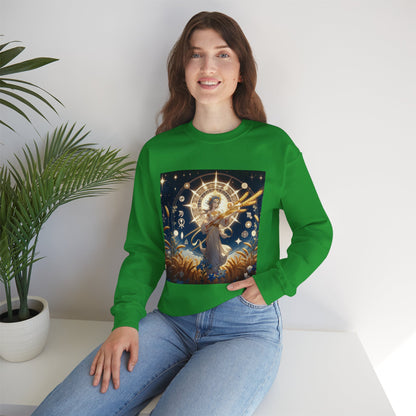 Unisex Heavy Blend™ Crewneck Sweatshirt, anime girl in wheat field, Virgo Zodiac Design