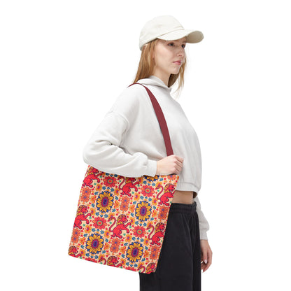Tote Bag (AOP), Leo, Zodiac v2, Flower Pattern