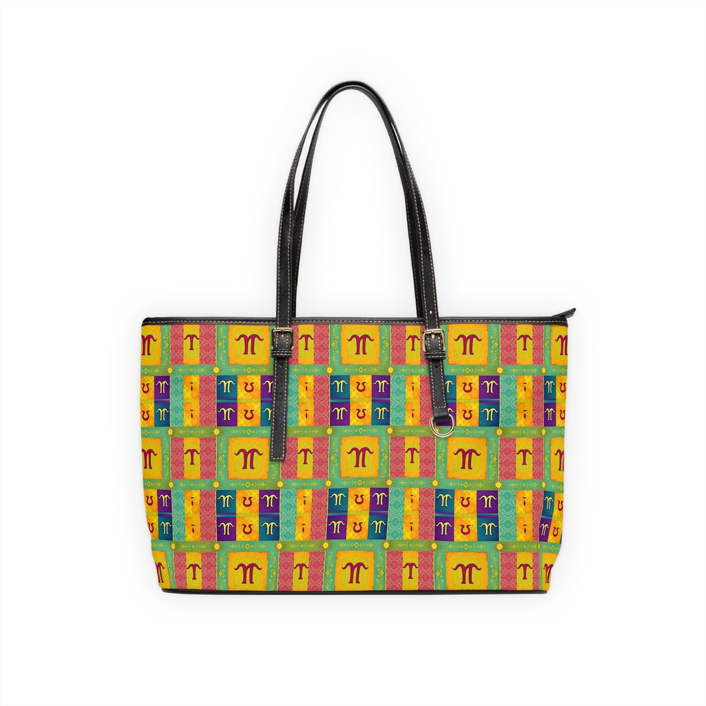 Leather Shoulder Bag, Aquarius, Zodiac, Shapes Pattern