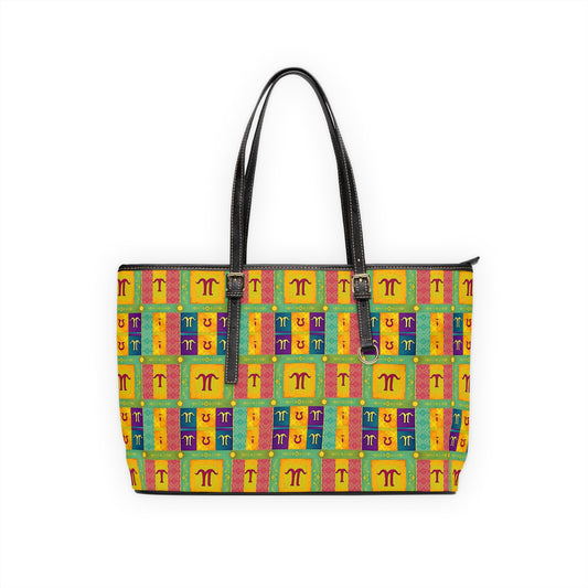 Leather Shoulder Bag, Aquarius, Zodiac, Shapes Pattern