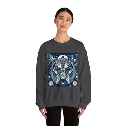 Unisex Heavy Blend™ Crewneck Sweatshirt,Twin Body, Gemini Zodiac Design