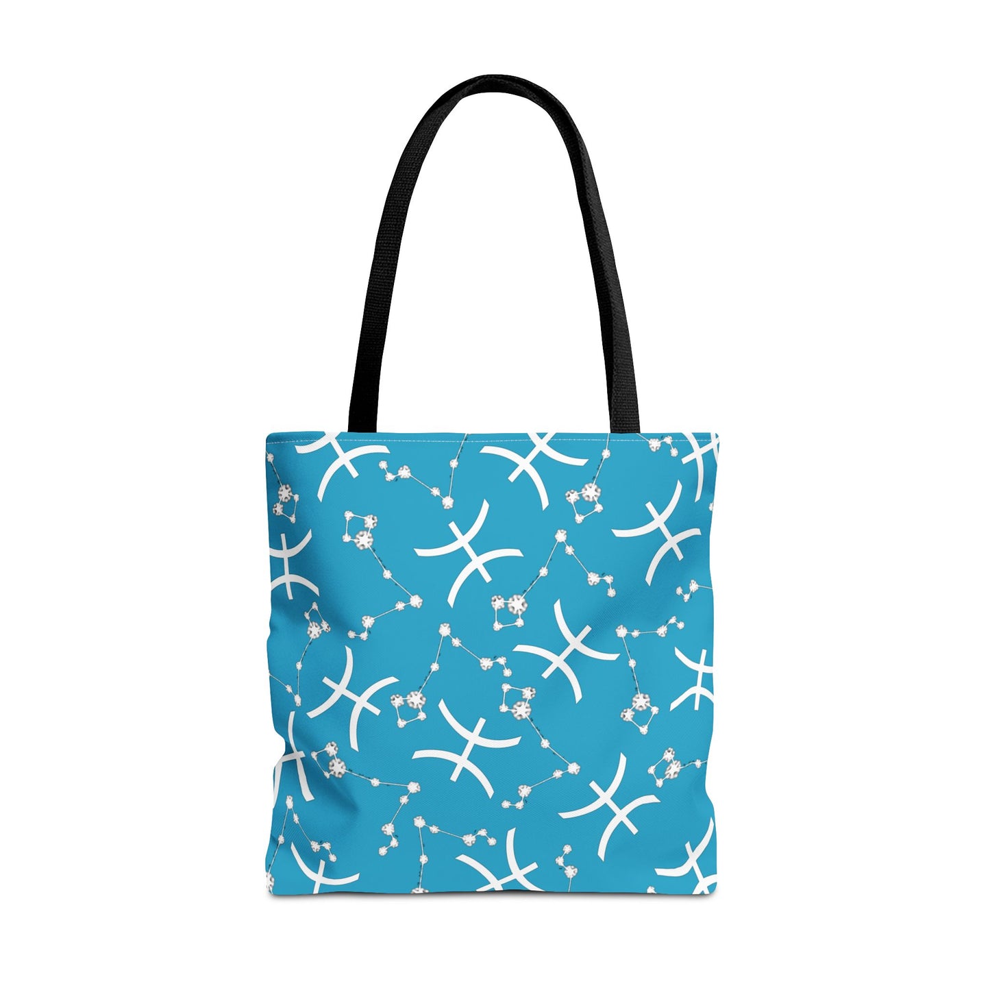 Tote Bag, Pisces Zodiac Sign, AOP, (Turquoise, White)