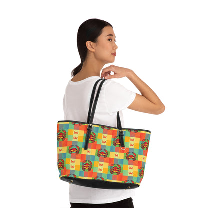 Leather Shoulder Bag, Cancer, Zodiac v2, Shapes Pattern
