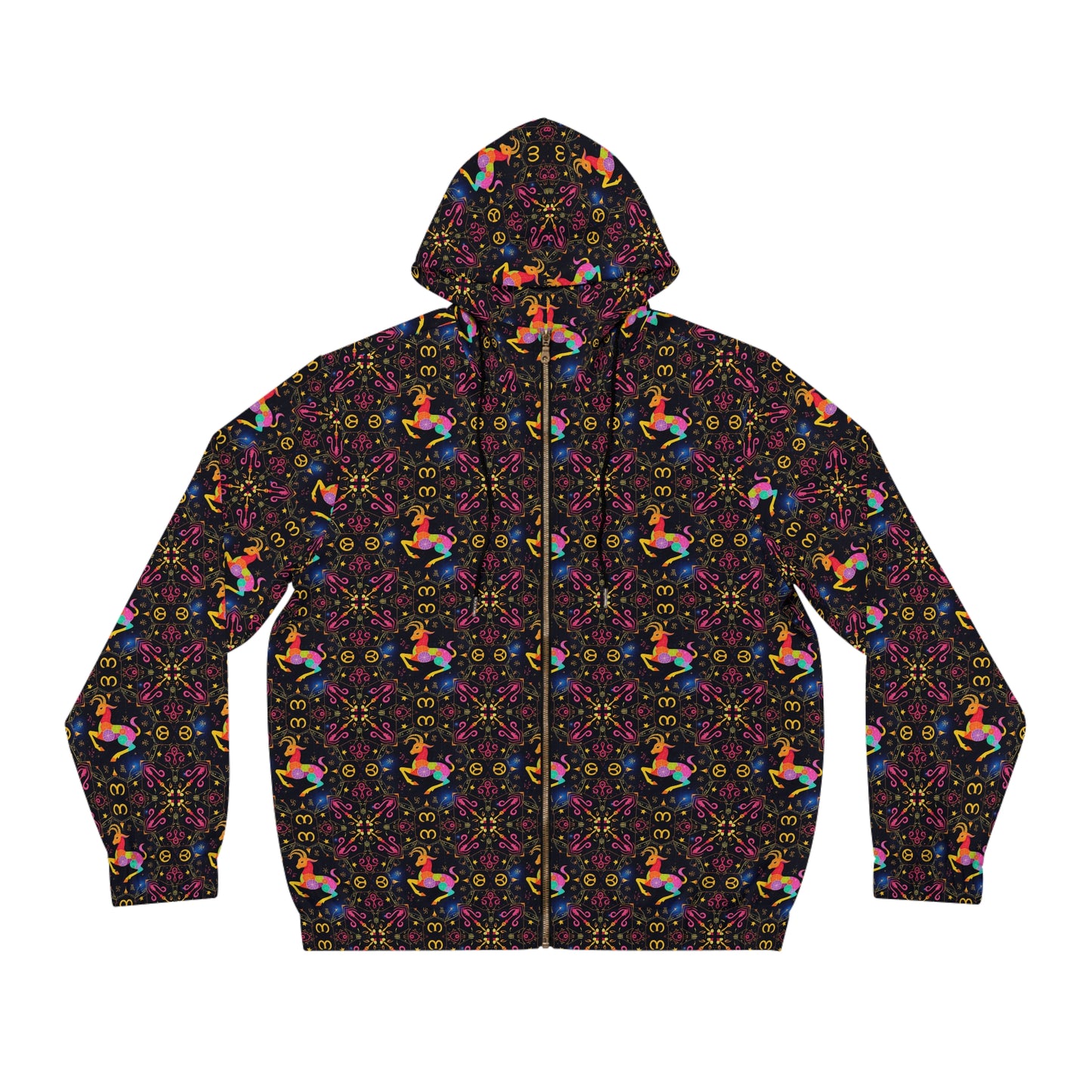 Full-Zip Hoodie (AOP), Capricorn, Zodiac v1, Pattern