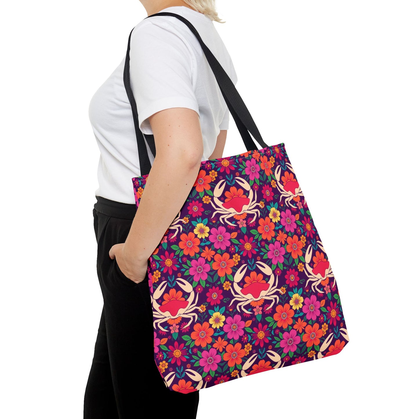 Tote Bag (AOP), Cancer, Zodiac, Flower Pattern