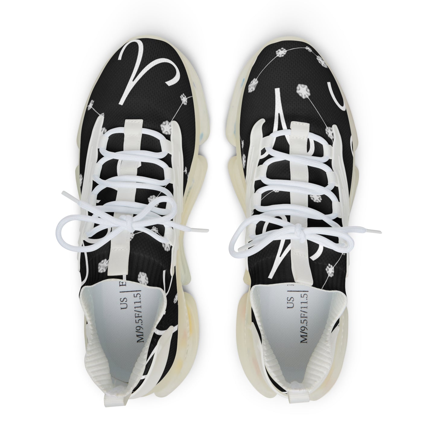 Men's Mesh Sneakers, Aries Zodiac Sign, AOP, Black