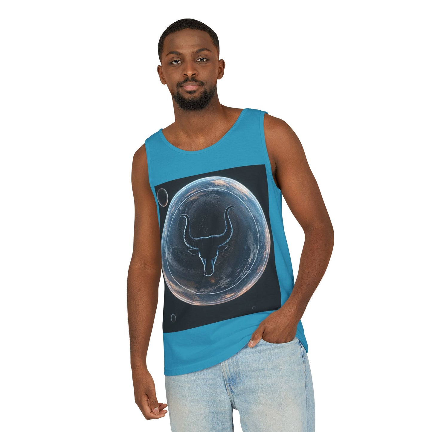 Unisex Garment-Dyed, Tank Top, Taurus Design, Planet Animal v1, 100% US cotton