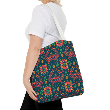 Tote Bag (AOP), Cancer, Zodiac v2, Flower Pattern