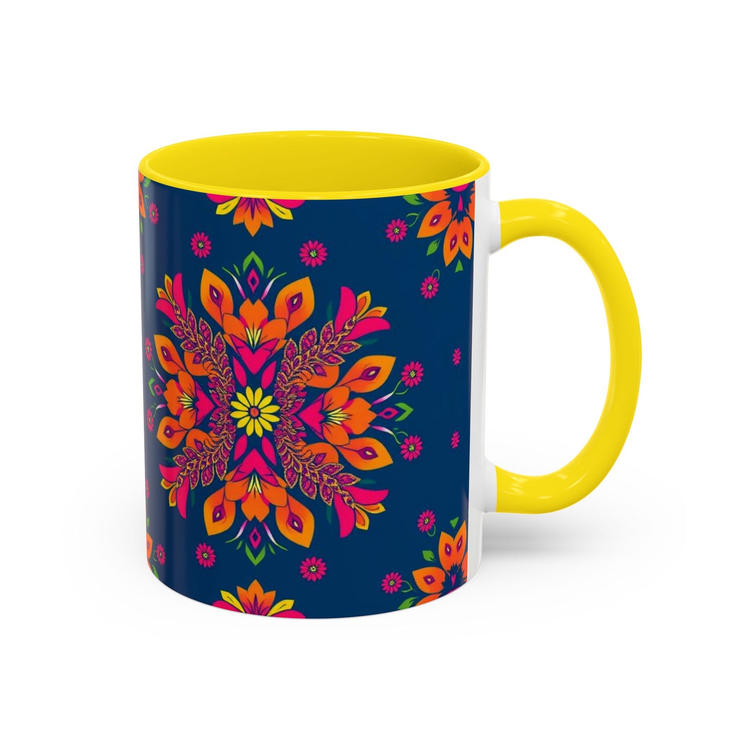 Accent Coffee Mug, Gemini, Zodiac v2, Flower Pattern, (11, 15oz)