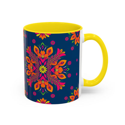 Accent Coffee Mug, Gemini, Zodiac v2, Flower Pattern, (11, 15oz)