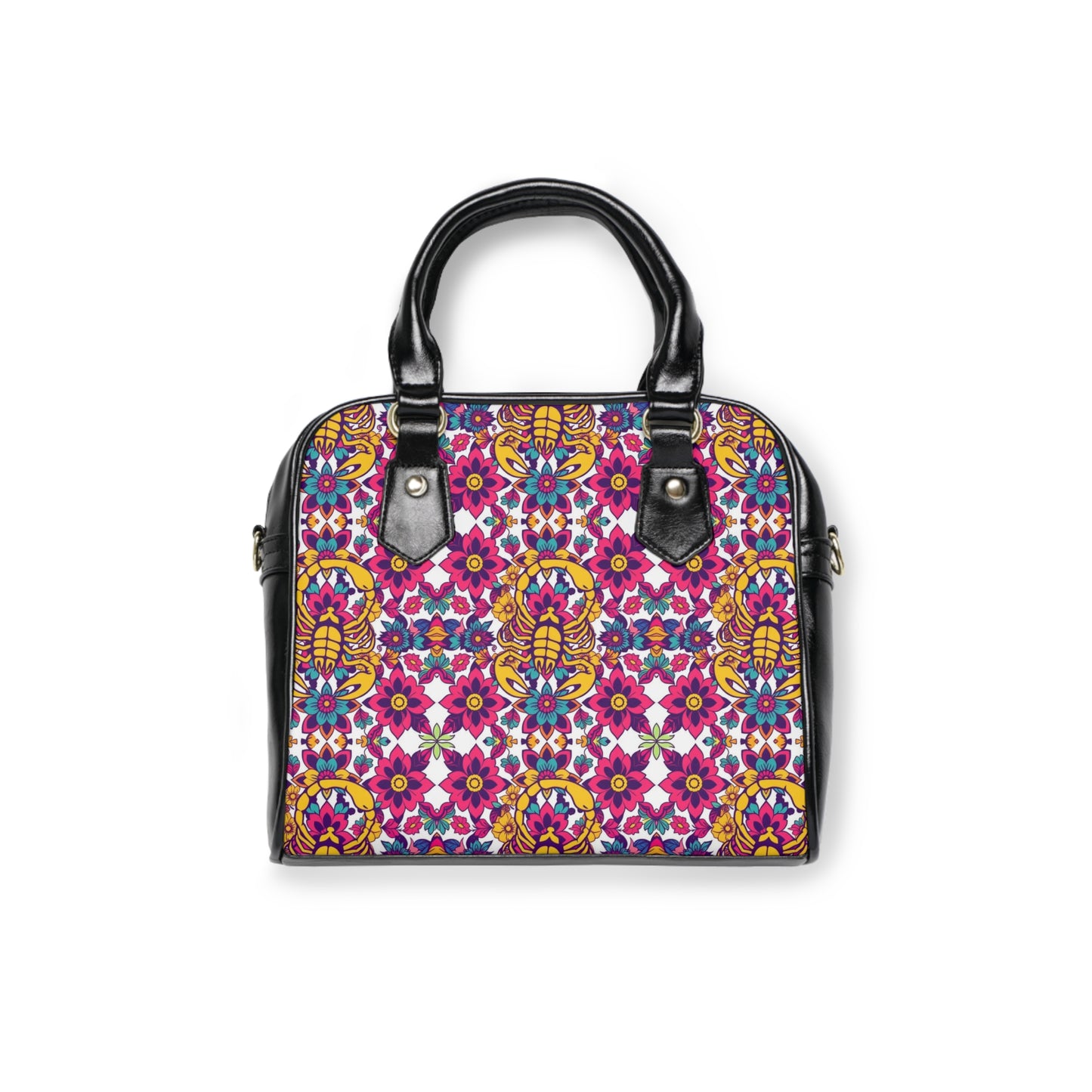 Shoulder Handbag, Scorpio, Zodiac v1, Flower Pattern