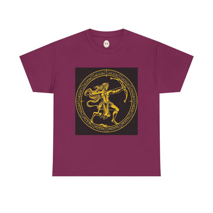 Unisex Heavy Cotton T-Shirt, Mythical Faun/Satyr, Sagittarius Zodiac Design