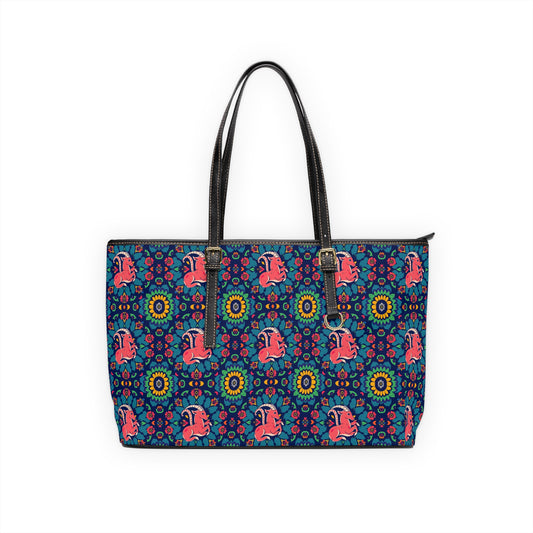 Leather Shoulder Bag, Capricorn, Zodiac v1, Flower Pattern