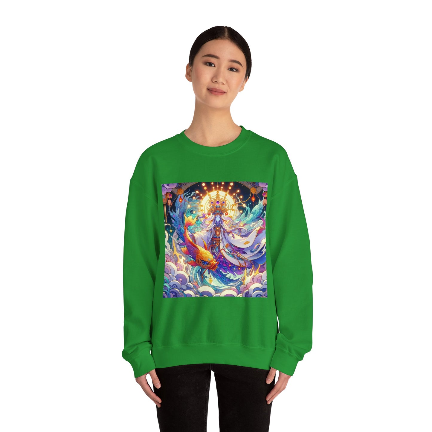 Unisex Heavy Blend™ Crewneck Sweatshirt, Anime Pisces King, Zodiac Design