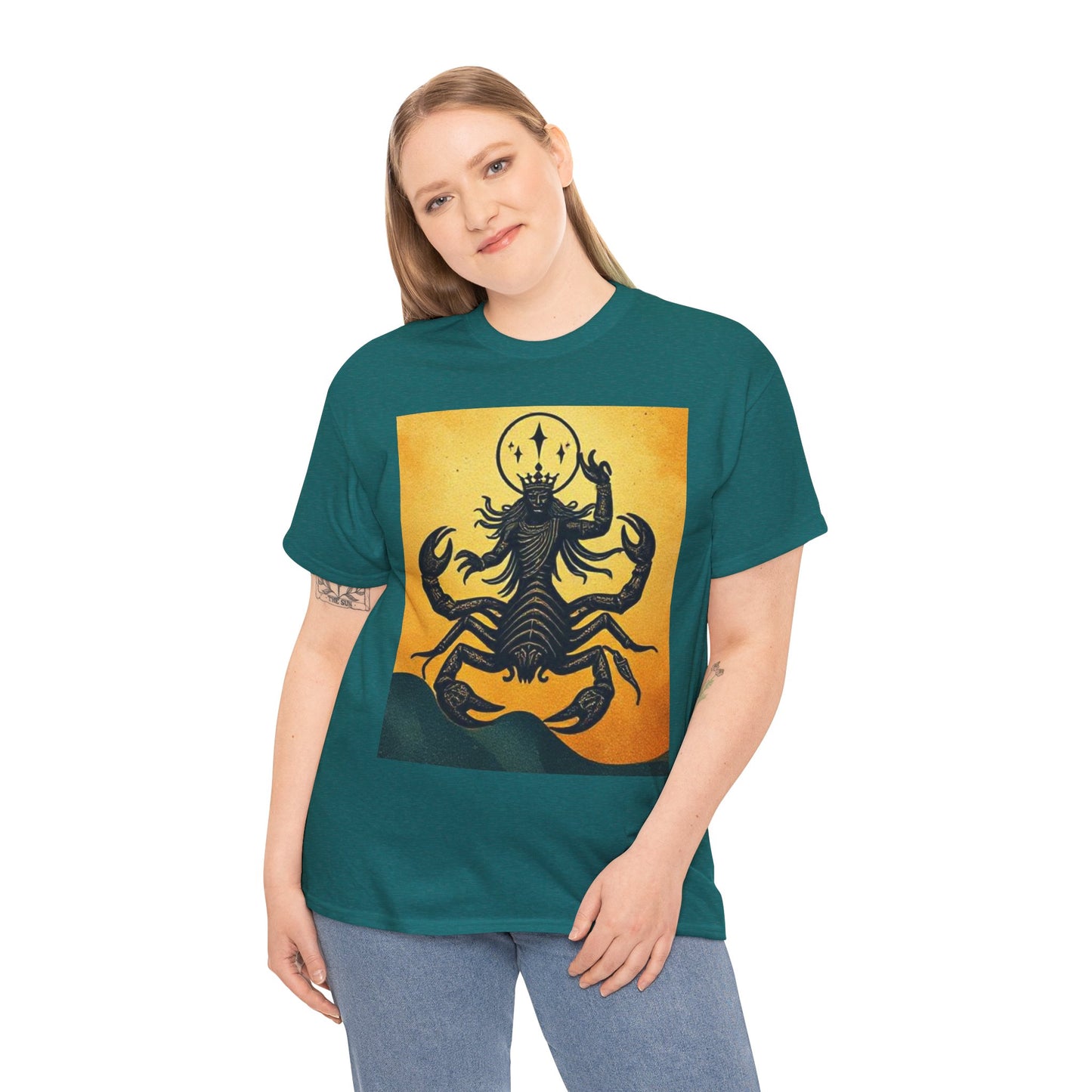 Unisex Heavy Cotton T-Shirt, Scorpion King, Print Art v1, Scorpio Zodiac Design
