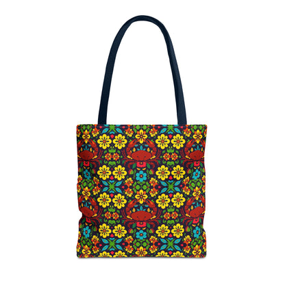 Tote Bag, (AOP), Cancer, Zodiac v4, Flower Pattern