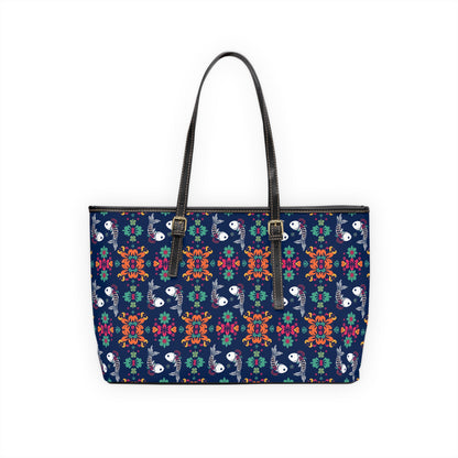 Leather Shoulder Bag, Pisces, Zodiac v2, Flower Pattern