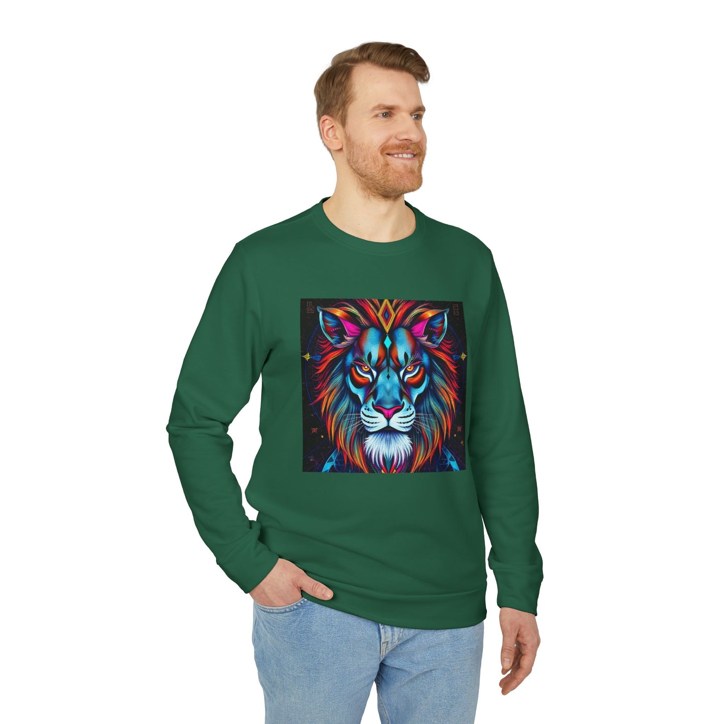 Adidas, Unisex Fleece Crewneck Sweatshirt, Leo, Pop Art v1, Zodiac