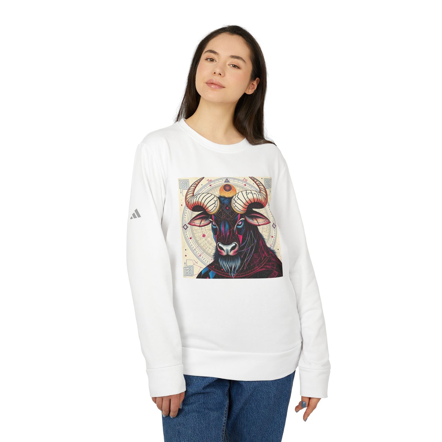 Adidas, Unisex Fleece Crewneck Sweatshirt, Taurus, Pop Art v1, Zodiac
